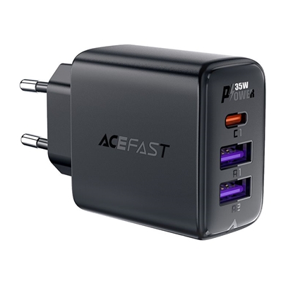 Picture of Acefast Acefast A57 PD 35W GaN charger 2 x USB-A + USB-C with 3 ports - black
