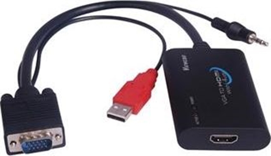 Picture of Adapter AV PremiumCord D-Sub (VGA) - HDMI + USB-A + Jack 3.5mm czarny (khcon-04)