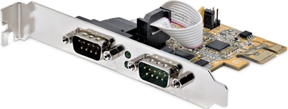 Изображение StarTech .com 2-Port PCI Express Serial Card, Dual Port PCIe to RS232 (DB9) Serial Interface Card, 16C1050 UART, Standard or Low Profile Brackets, COM Retention, For Windows & Linux - PCIe to Dual DB9 Card (21050-PC-SERIAL-LP) - Adapter szeregowy - PC