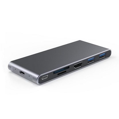 Attēls no Adapter USB-C - HDMI, 2x USB 3.0, SD, TF, PD60W + M.2 NGFF SSD Case