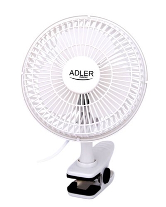Attēls no Adler | Fan with clip | AD 7317 | Table Fan | White | Diameter 15 cm | Number of speeds 2 | 30 W | No