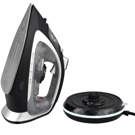Picture of Adler Steam Iron | AD 5043 | Steam Iron | 2800 W | Water tank capacity 300 ml | Continuous steam 30 g/min | Steam boost performance 42 g/min | Black/Silver