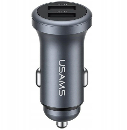 Picture of adowarka samochodowa USAMS CC320 Aluminium 2.4A 2xUSB-A tarnish