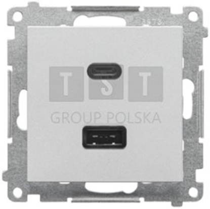 Attēls no adowarka USB podwójna Kontakt-Simon Simon 55 TEC2CAQ.01/143 C+A (modu) 30W 230V IP20 szybkozcza aluminium mat