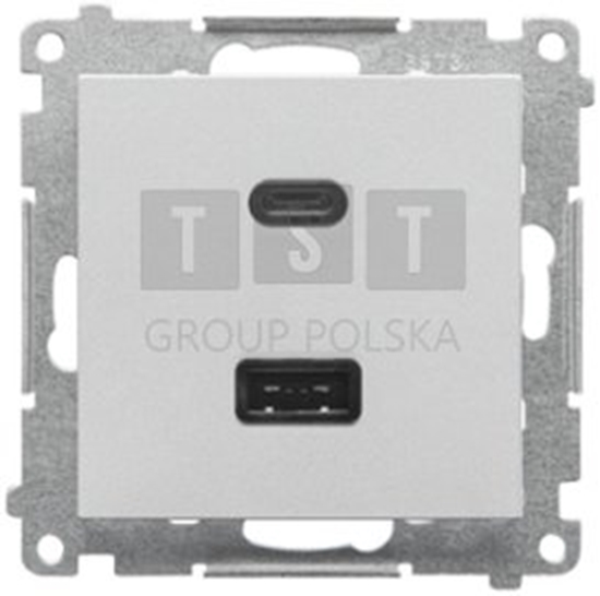 Изображение adowarka USB podwójna Kontakt-Simon Simon 55 TEC2CAQ.01/143 C+A (modu) 30W 230V IP20 szybkozcza aluminium mat