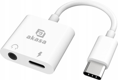 Attēls no Akasa AKASA adaptér USB-C to 3.5mm Jack & PD 15W Nabíjecí port, bílá