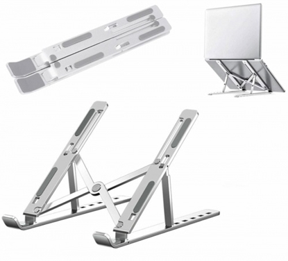 Attēls no Alumīnija saliekamais klēpjdatora statīvs ar 6 augstuma regulācijas līmeņiem un futrāli