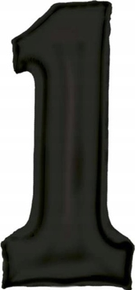 Изображение AMSCAN Balon foliowy cyfra 1 satynowa czarna 86cm N34 spakowany 9917303