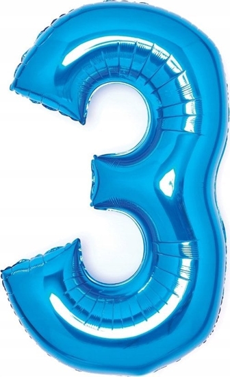 Изображение AMSCAN Balon foliowy cyfra 3 niebieska 50x66cm 9914053
