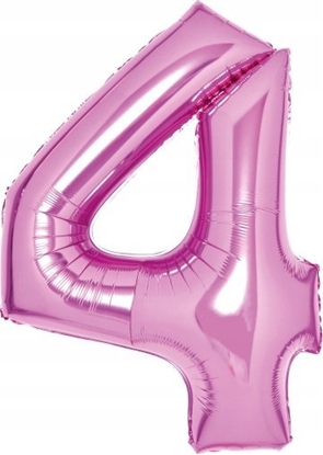 Изображение AMSCAN Balon foliowy Cyfra 4 róowa 51x66cm N26 zapakowany 9914044