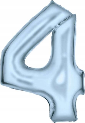 Изображение AMSCAN Balon foliowy cyfra 4 satynowy pastelowy niebieski 86cm spakowany 9917336