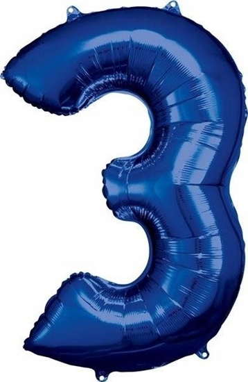 Изображение AMSCAN Balon foliowy dua cyfra 3 niebieski 58x86cm 9907280