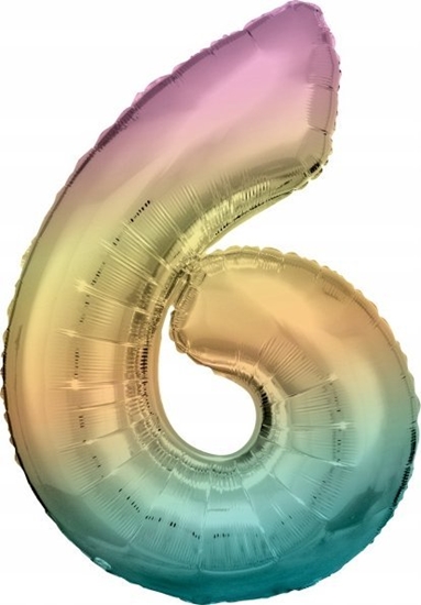 Изображение AMSCAN Balon foliowy dua cyfra 6 Tcza Pastel 60x86cm N34 spakowany 9909704