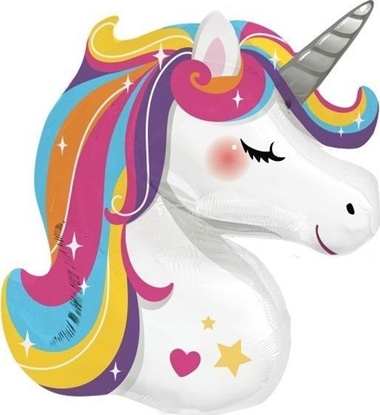 Attēls no AMSCAN Balon foliowy w ksztacie jasnego tczowego jednoroca 70x78cm spakowany 9916533