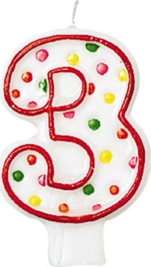 Picture of AMSCAN wieczka cyferka w kropeczki trzy 3 - 8 cm - 1 szt. uniwersalny