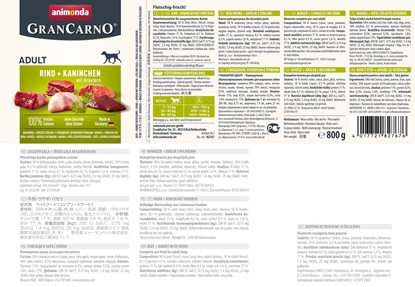 Изображение ANIMONDA GranCarno Adult Beef, rabbit and herbs - wet dog food - 800g