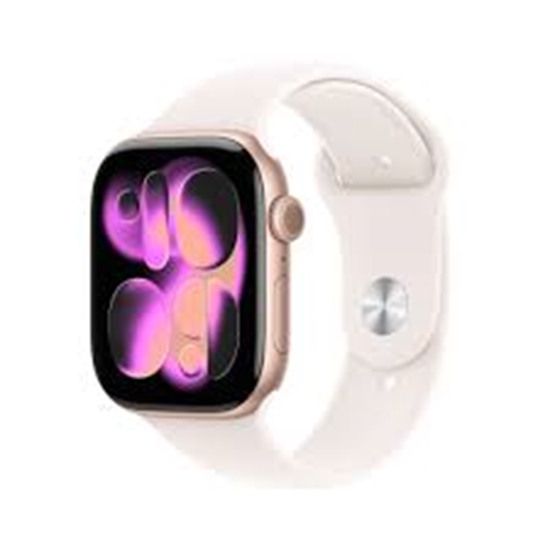 Picture of APPLE WATCH SERIES 11 GPS 46MM ROSE GOLD ALUMINIUM CASE WITH LIGHT BLUSH SPORT BAND S/M MEV64WF