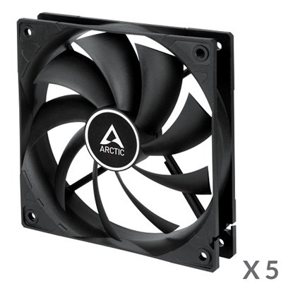 Attēls no ARCTIC F12 PWM Case Fan, 4-pin, 120mm, Black, 5 pcs