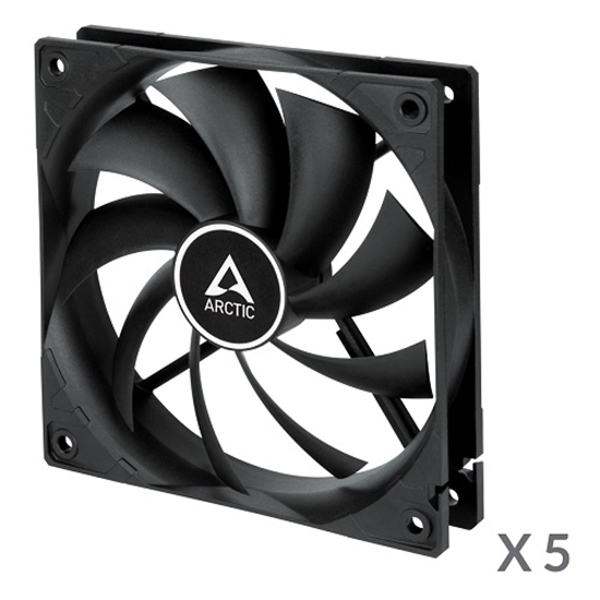 Picture of ARCTIC F12 PWM Case Fan, 4-pin, 120mm, Black, 5 pcs