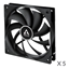 Picture of ARCTIC F12 PWM Case Fan, 4-pin, 120mm, Black, 5 pcs
