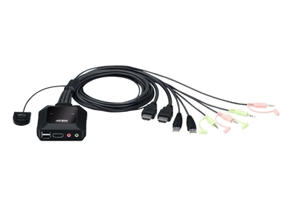 Attēls no ATEN 2-Port USB 4K HDMI Cable KVM Switch with Remote Port Selector