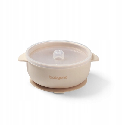 Изображение BABY ONO 1662/03 SILIKONOWA MISECZKA Z    PZRYSSAWK I PRZYKRYWK BEZOWY
