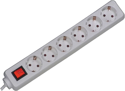 Picture of Bachmann SELLY socket strip 6x earthing contact, switch, white, 1.5 m