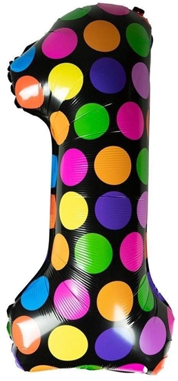 Picture of Balon foliowy cyferka 1 w kropki
