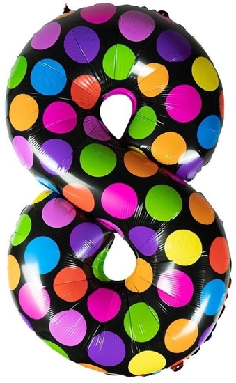 Picture of Balon foliowy cyferka 8 w kropki