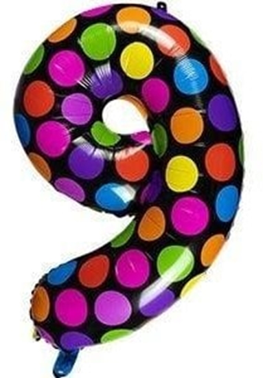 Изображение Balon foliowy cyferka 9 w kropki
