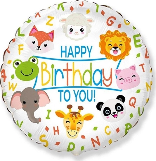 Изображение Balon foliowy Happy Birthday zwierztka 48cm