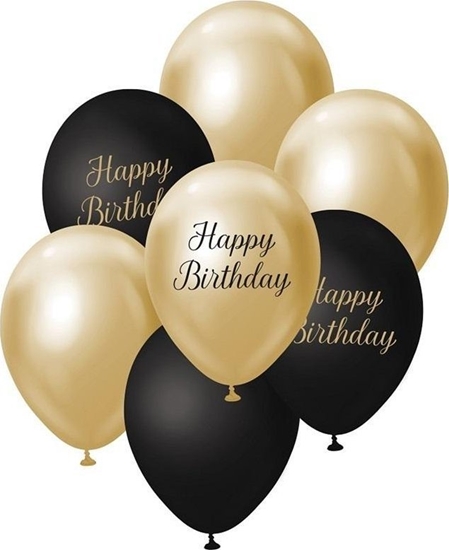 Изображение Balony B&C j. zoto-czarny Happy Birthday 7szt