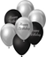 Изображение Balony B&C srebrno-czarny Happy Birthday 7szt