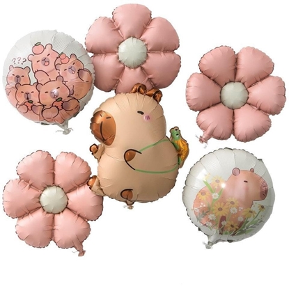 Attēls no Balony foliowe matowe kapibara - stokrotka 6szt