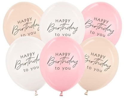Attēls no Balony Happy Birthday mix róowy 30cm 6szt