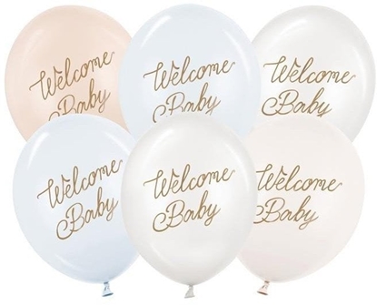 Attēls no Balony Welcome Baby mix niebieski 30cm 6szt EDUKAMP