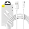 Изображение Baseus Baseus Simple Wisdom Data Cable Kit USB to Micro 2.1A (2PCS/Set) 1.5m White
