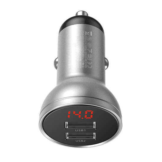 Picture of Baseus Digital Display Dual USB Car Charge 4.8A / 24W