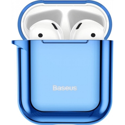 Picture of Baseus Metallic Shining Ultra-thin Silicone Protector Case with Hook for AirPods 1/2 Blue