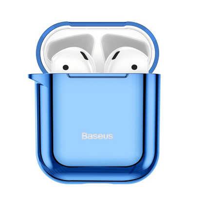 Изображение Baseus Metallic Shining Ultra-thin Silicone Protector Case with Hook for AirPods 1/2 Blue