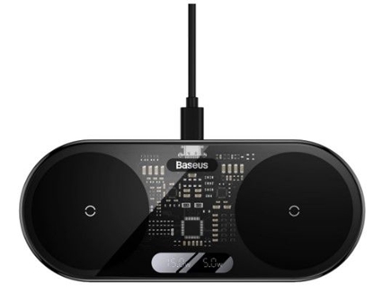 Picture of Baseus Universal Digital LED Display dual wireless charger with digital display 20W Black