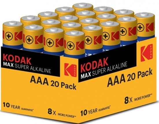 Picture of Bateria jednorazowa alkaliczna, paluszek, AAA, 1.5V, Kodak, blistr, 20-pack, KOD-LR3MAXBL8, Alkaline Max