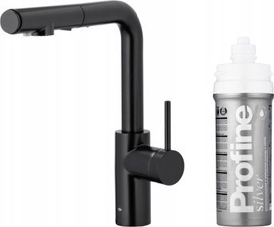 Изображение Bateria kuchenna KFA DUERO PURE BASIC PULL-OUT BATERIA KUCHENNA Z FUNKCJ FILTRACJI WODY I WYCIGAN WYLEWK + ZESTAW FILTRUJCY PROFINE SILVER S, CZARNA