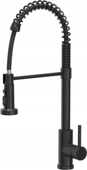 Picture of Bateria kuchenna Steiner ALICE SteelQ stalowa bateria kuchenna pure carbon z funkcj prysznica oraz stop, wycigana wylewka