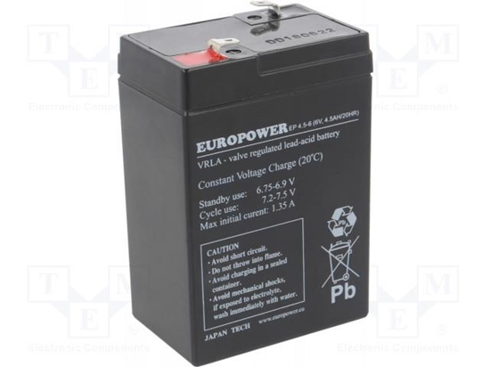 Picture of BATTERY 6V 4.5AH VRLA/EP4.5-6 EUROPOWER EMU