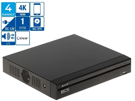 Picture of BCS-L-NVR0401-4KE-4P(2L) Rejestrator IP BCS 4 kanaowy, PoE
