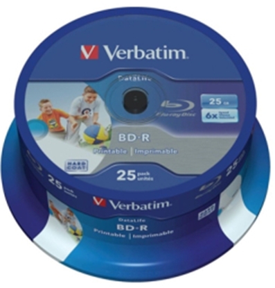 Picture of BD-R Verbatim 25GB 6x Datalife 25 Pack Spindle Wide Printable no ID