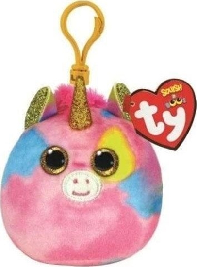 Изображение Breloczek TY Maskotka brelok TY Squish-a-Boos FANTASIA - wielobarwny jednoroec 8,5cm 39572