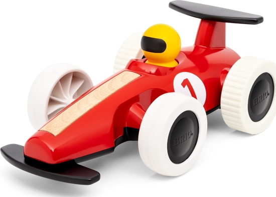 Picture of Brio Large Pull Back Race Car, Car, 1.5 yr(s), Plastic, Wood, Black, Red, White, Yellow