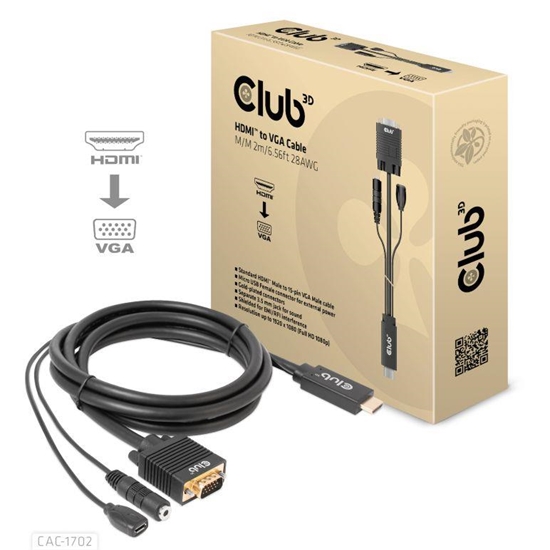 Picture of CABLE HDMI TO VGA 2M/M/M CAC-1712 CLUB3D